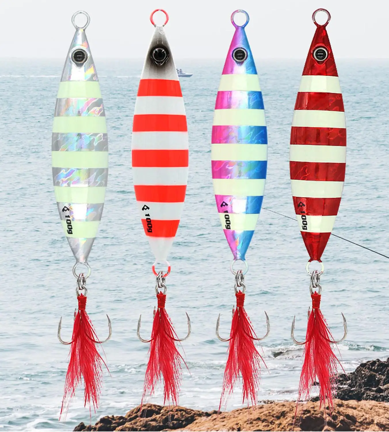 

4 шт., рыболовные приманки в виде ложки, 100/120/150 г