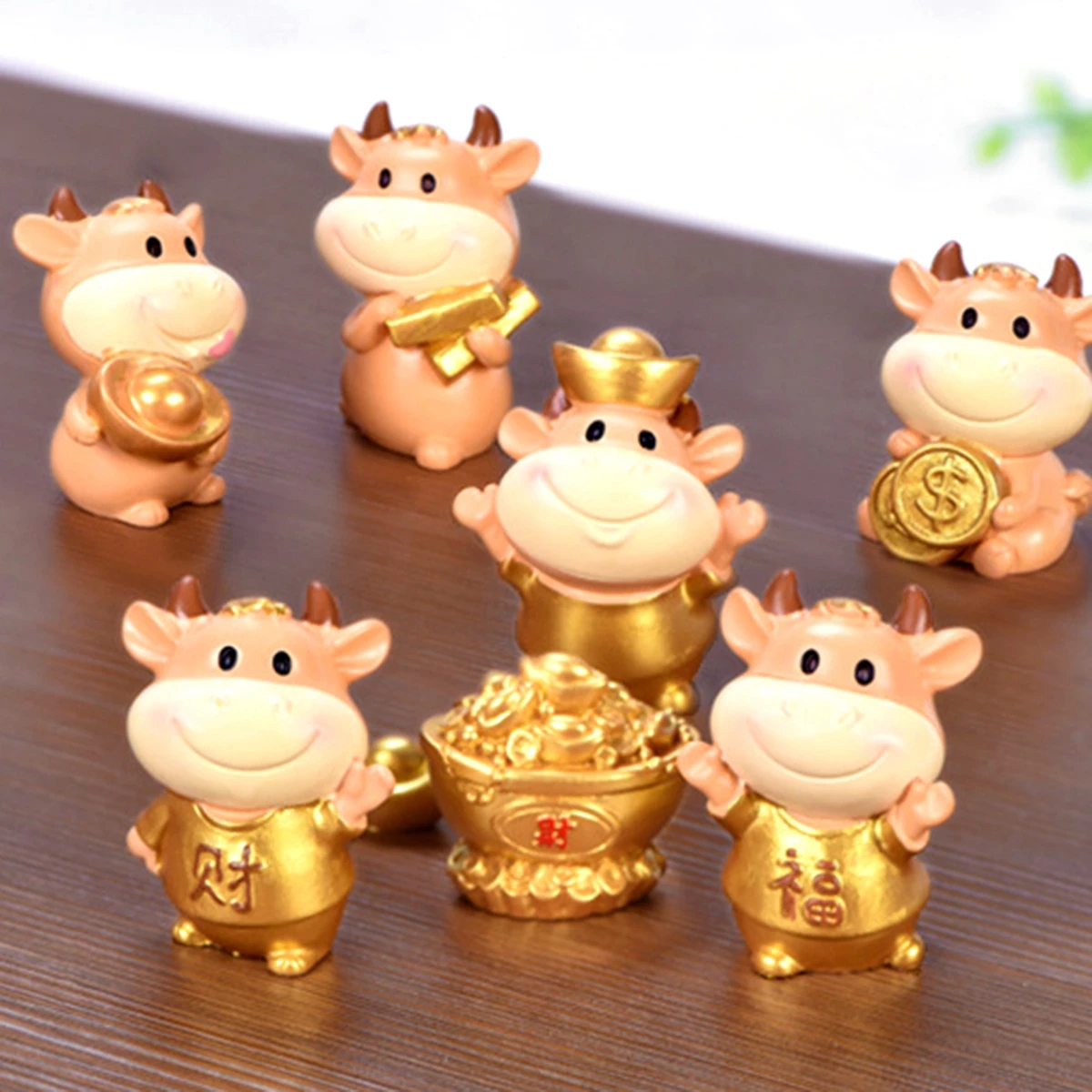 

2021New Bullion Cattle Micro Landscape Figurine Ornaments Resin Craft Miniature Fairy Garden Year of the Ox Gift Decoration