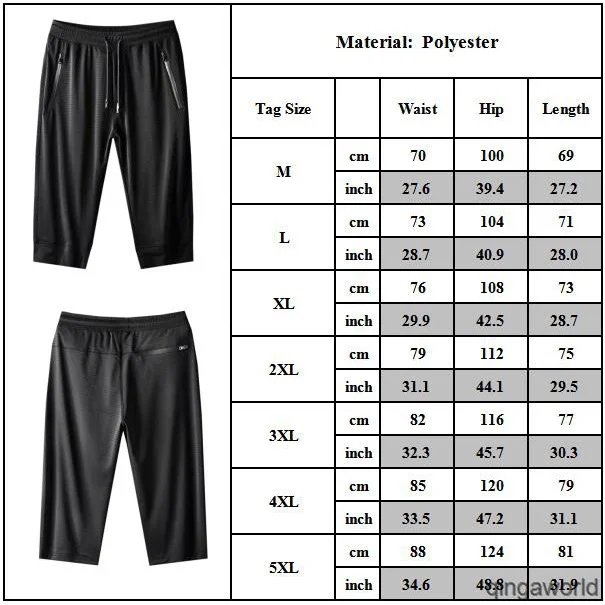 

Online Men Ice Silk Cropped Shorts Casual Beach Sport Elastic Waist Breathable