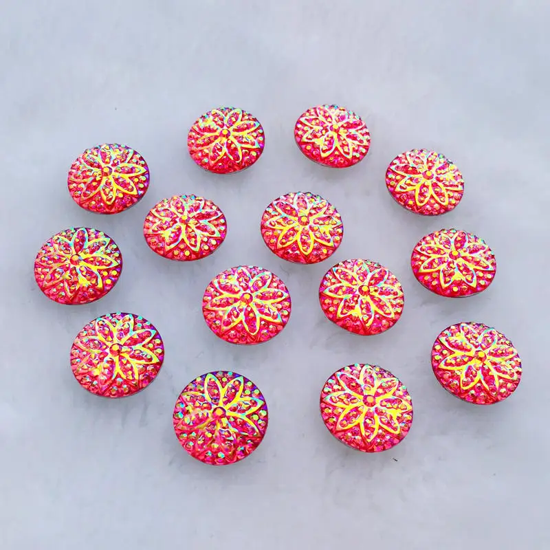 40 шт. 14 мм круглый цветок с плоской задней поверхностью стразы широкие бисерные