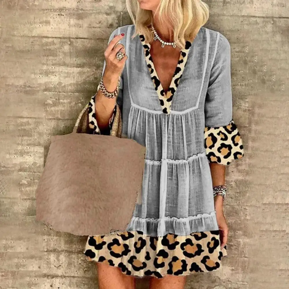 Женское летнее платье с леопардовым принтом шифоновые платья мини для вечерние