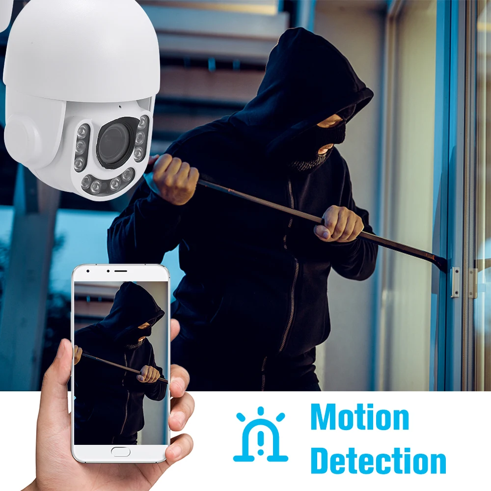 

Wireless IP WiFi Camera Speed Dome PTZ HD Security Camera Outdoor Waterproof IP66 2.8-12mm 4X Optical Zoom Lens ONVIF P2P IR-CUT