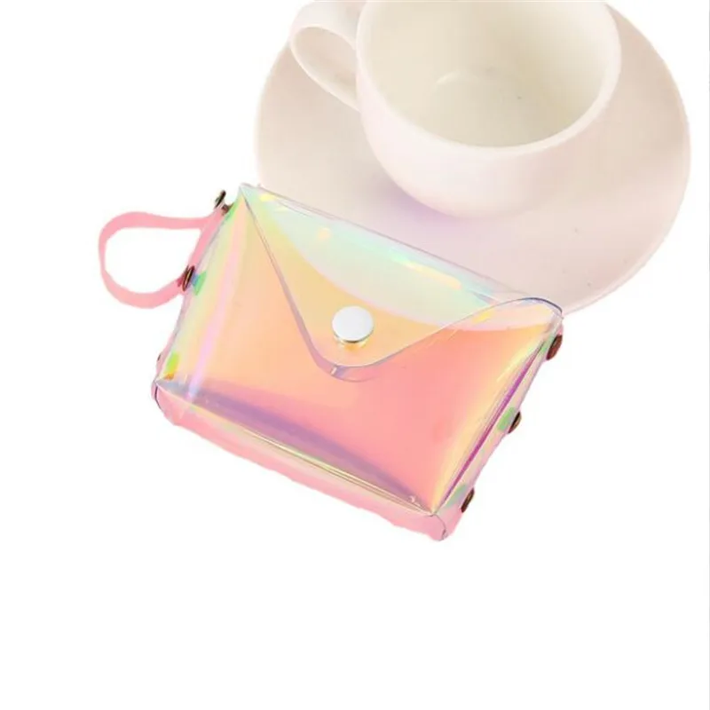 Coin Wallet Womens Kids Purse Laser Small Transparent PVC Cute Zipper Money Key Earphone Line Holder Bags | Багаж и сумки
