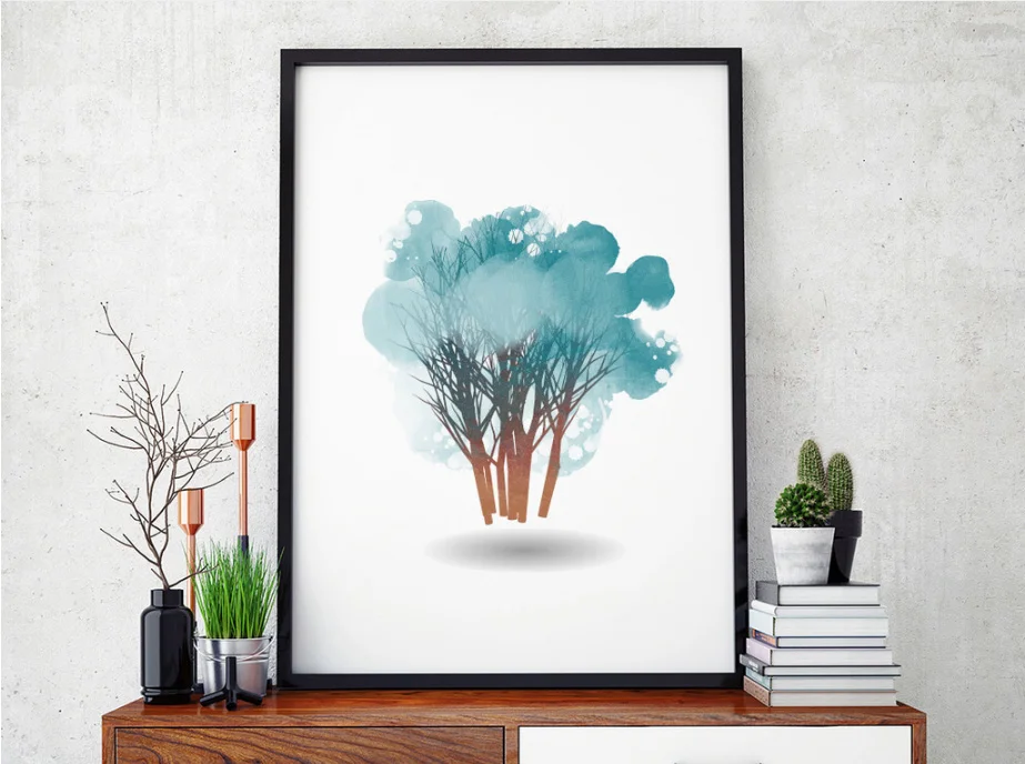 Настенная Картина на холсте в скандинавском стиле абстрактная роспись Дерево
