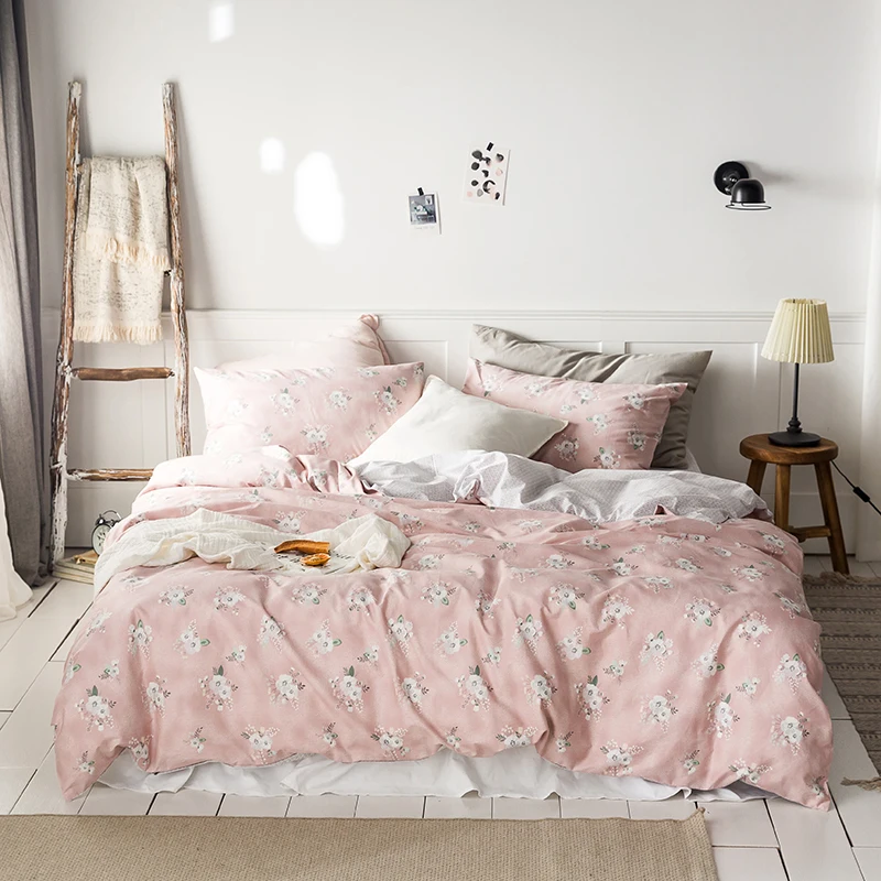 

100%Cotton Twin Queen size Ultra soft Breathable Bedding Colorful Marbe Floral Nordic Retro Duvet cover Bed sheet Pillow shams