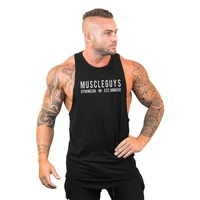 running vest men cotton training loose tank top muscleguys prints fitness gym sleeveless shirt man sports undershirt