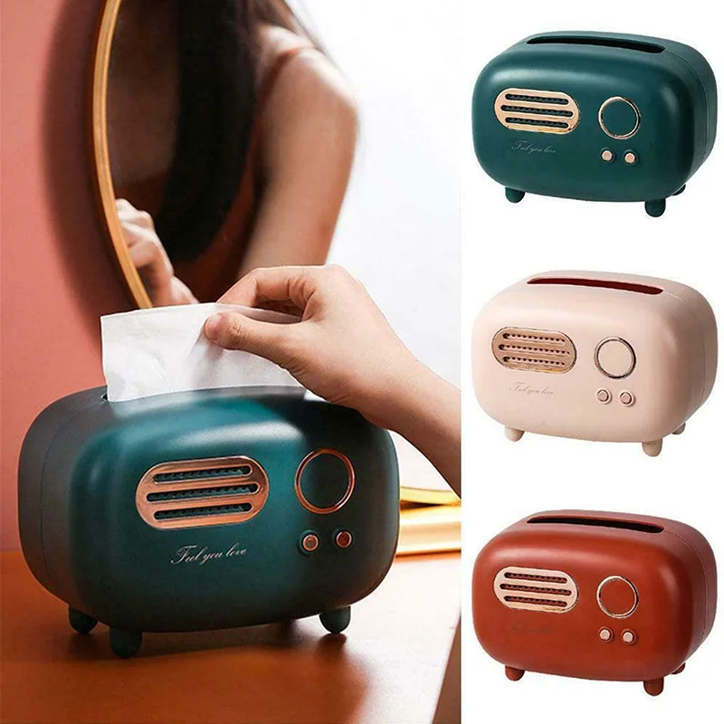 

Retro Cute Radio Tissue Box Cover Home Living Room Car Decoration Toilet Roll Paper Holder Box Organizer Office Napkin Case
