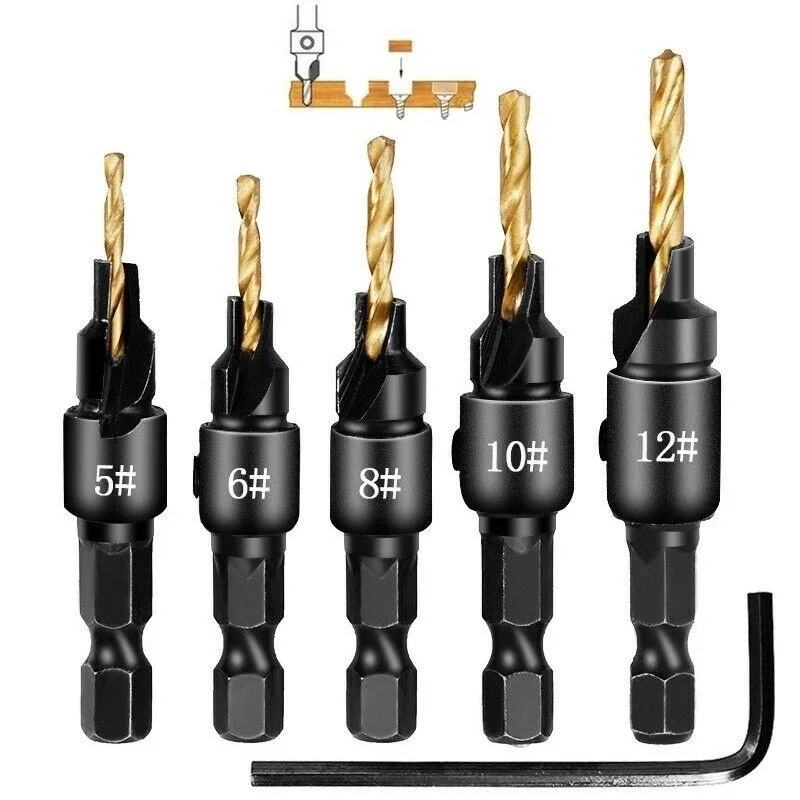 

Woodworking Drill Bits 1 Pack 14pcs/1 Set Countersink Countersink Drill Bit