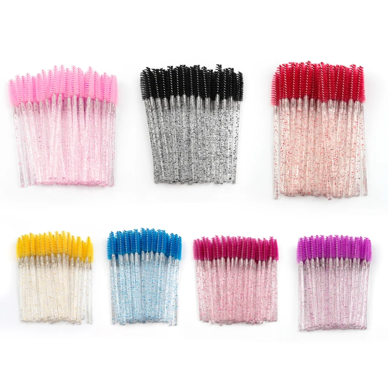 

5/ 50 Pcs Crystal Eye Lashes Cosmetic Brushes Set Eyelash Extension Disposable brush Mascara Wand Applicator Spoolers tools