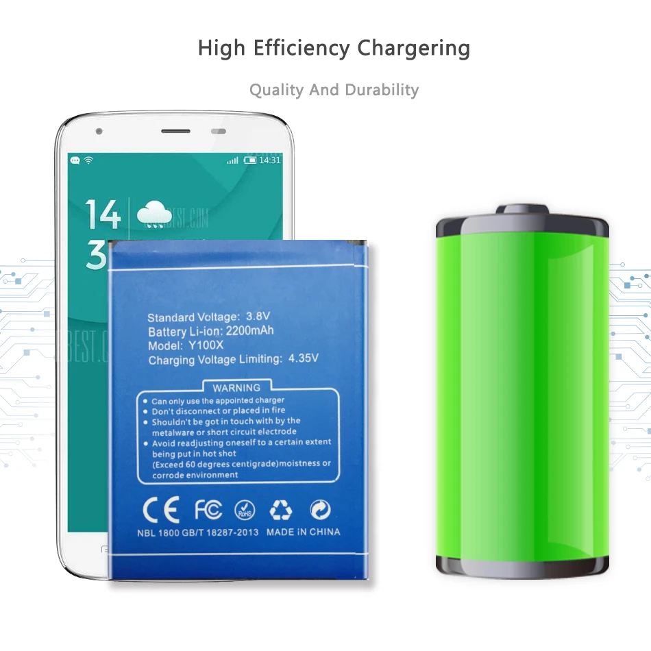 

Mobile Phone Battery For Doogee NOVA Y100X 2200mAh