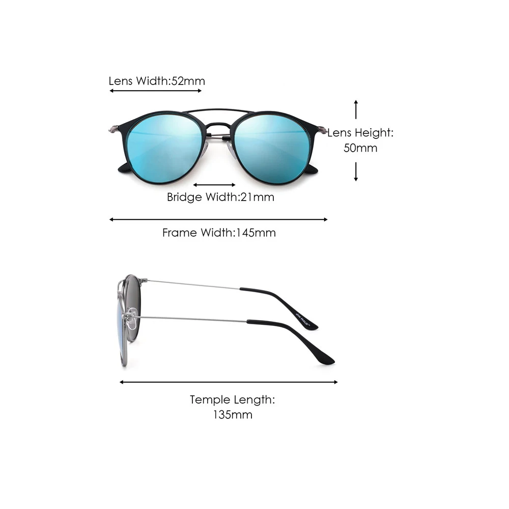 

JM Round Polarized Sunglasses for Women Men Metal Frame BAX0010
