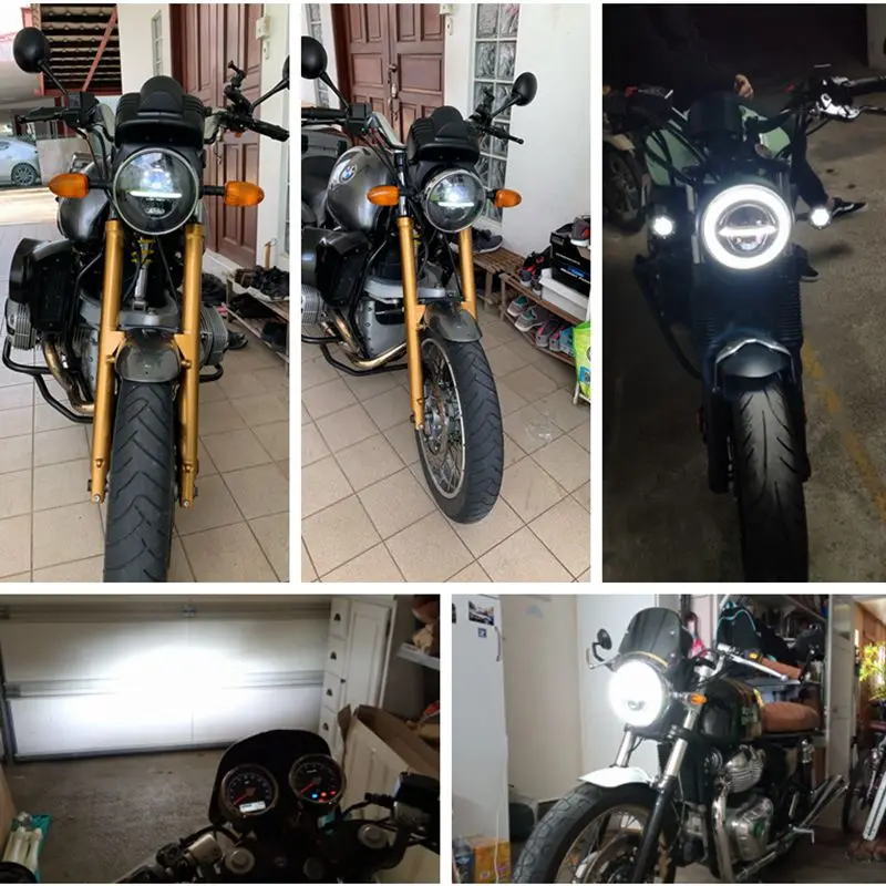 

7 inch Black/Chrome Motorcycle LED Headlight For H-arley Street Glide Softail FLHX FLD 7'' Halo Ring DRL LED headlamp