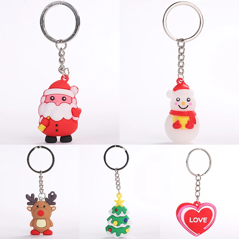 Новинка брелок для ключей из ПВХ в виде Санта Клауса/оленя/дерева рождественской
