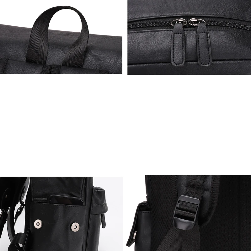 

Men's Business Notebook Solid Hasp Backpack Brown Vintage Multifunction Male Shoulder Bag Casual Large Capacity Travel Daypack