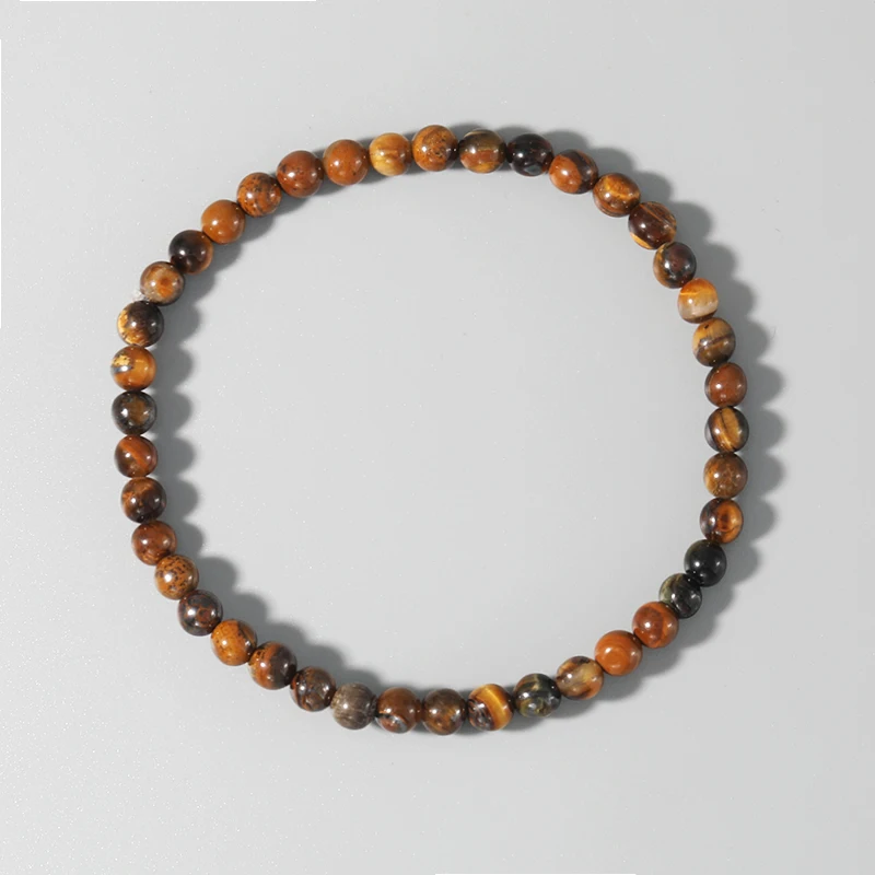 4 мм Мини желтый тигровый глаз эластичный веревочный браслет из бисера для мужчин