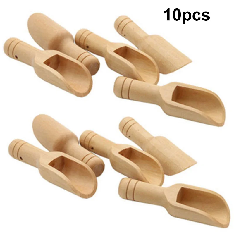 10pcs 10 шт., деревянная кухонная травяная пудра, рисовая специя, соль, сахар, ложка для муки, совок, инструменты для приготовления пищи, кухонная ложка cozinha cocina - Цвет: 10pcs
