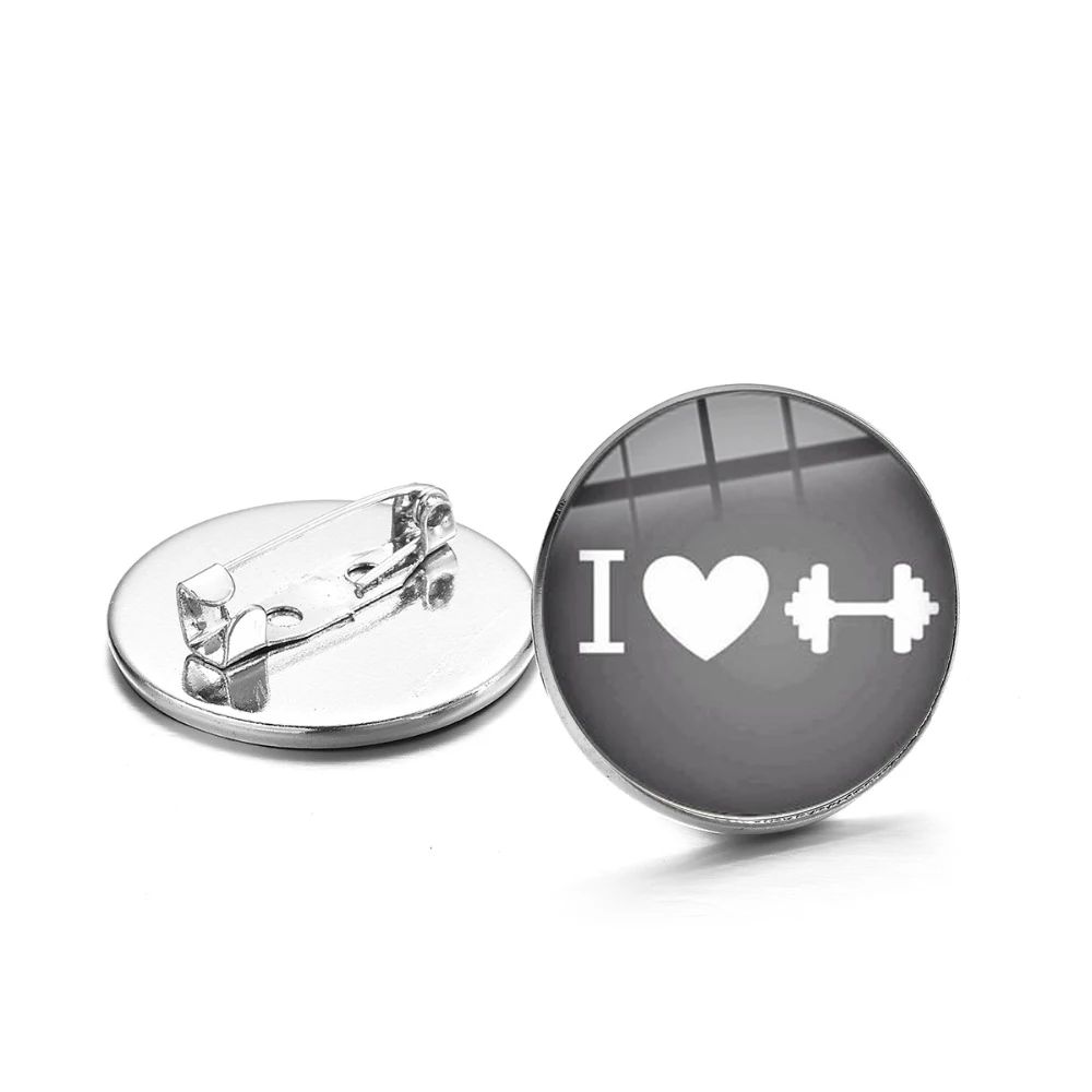 CHSXY вдохновение I Love брошь для тренажерного зала булавка Кнопка Милая штанга