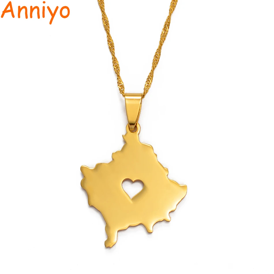 Anniyo/Сердце ожерелье из Косово ювелирные изделия золотого цвета с подвеской Kosoves