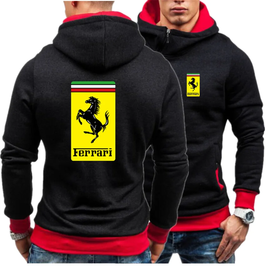 

Ferrari Car Velvet 100% Personalized Diagonal Zipper Letter Printing Thicken Men's Fashion Hoodie Pullover Sweatshirt Multicolor