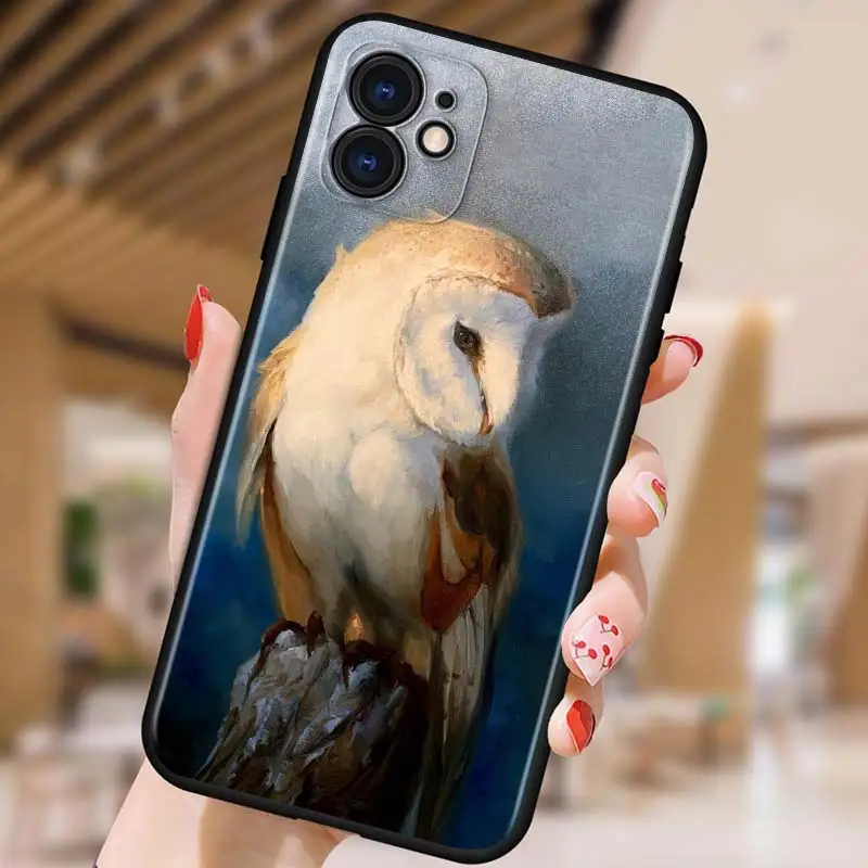 

Fashion Starry Cute Owl for iPhone 5 5S 6 7 8 X XR XS 11 SE 12 2020 mini Plus Pro MAX TPU Black Soft Cover