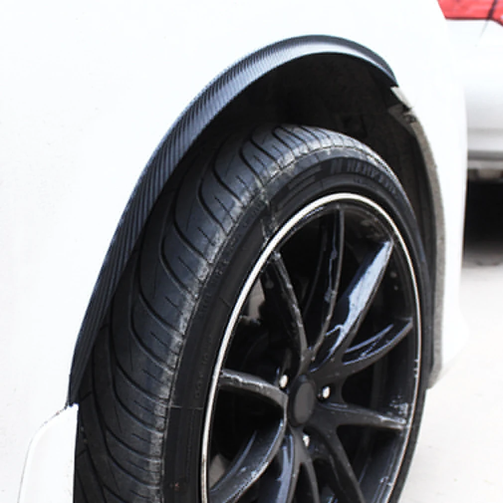 

2pcs Universial Carbon Fiber Style Fender Flares Wheel Lip Body Kits Car Decoration Black Car Mudguard Mud Guard