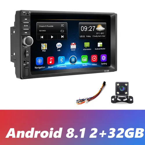 Podofo 2din gps Автомагнитола Android 8,1 Wifi Автомобильный мультимедийный плеер универсальный авто стерео - Цвет: 2 32GB 4 LED Camera