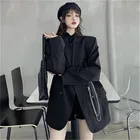 Женский блейзер, длинный двубортный, с цепочками, весна-осень, 2021