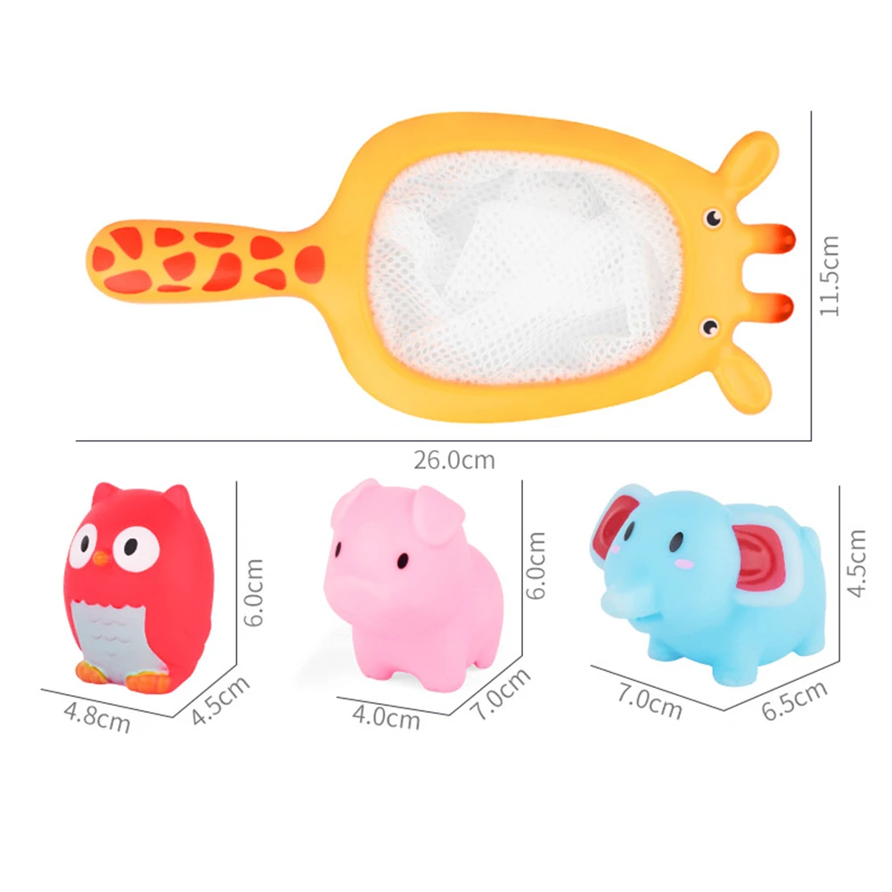 

10pcs Giraffe Animal Floating Net Baby Bath Toys Induction Beach Fishing Water Bathing Swimming Kit Washing Swimming Toddler Toy