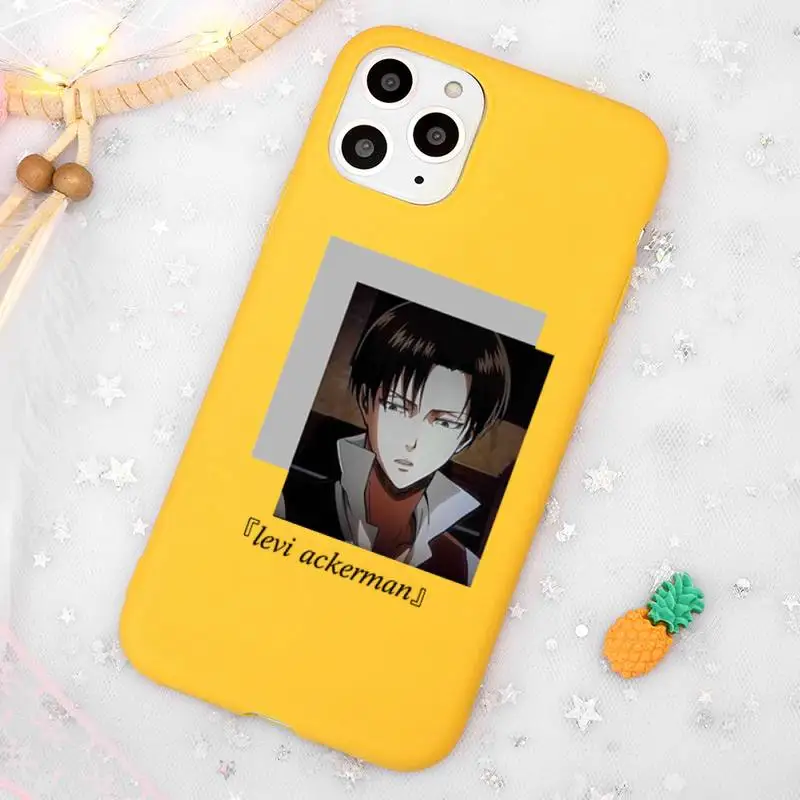 

Attack on Titan anime Phone Case Candy Color Yellow for iPhone 11 12 pro XS MAX 8 7 6 6S Plus X 5S SE 2020 XR