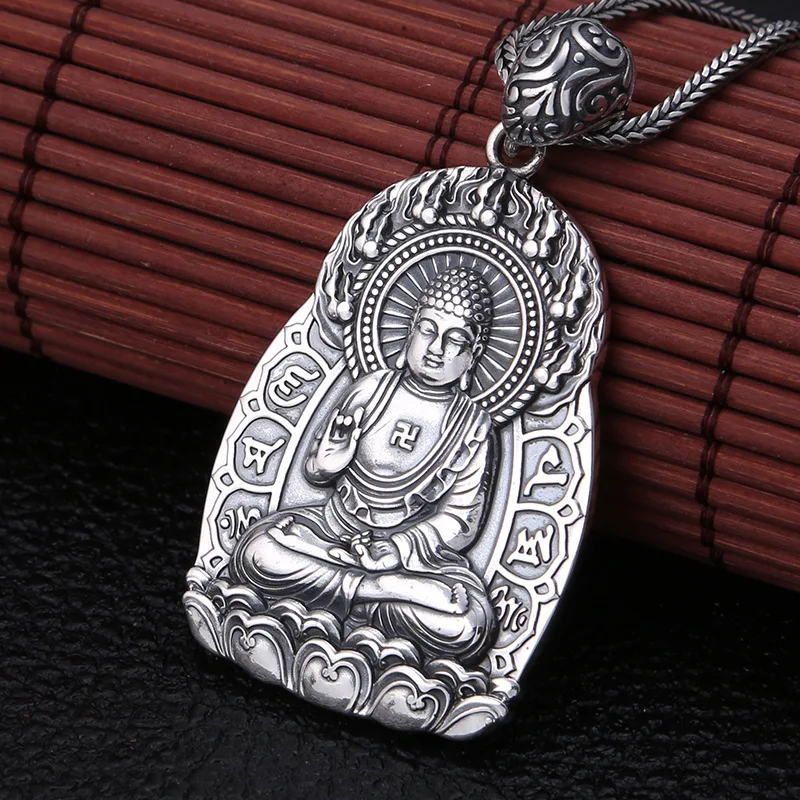 

Retro Solid Real 925 Silver Sterling Necklace vintage lucky Chinese zodiac signs for men women