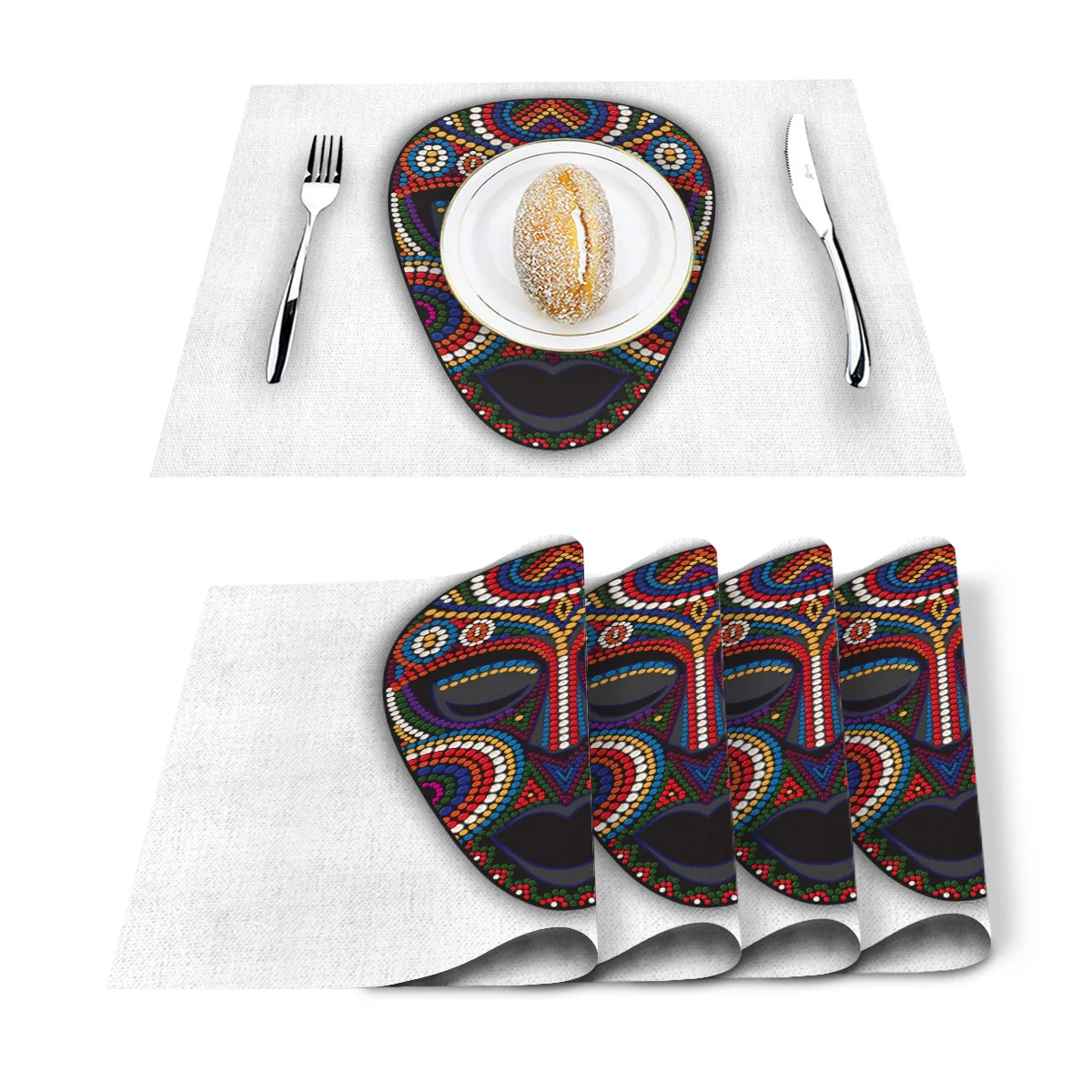 Набор 4/6 столовых приборов для обеденного стола маски индейцев африканских