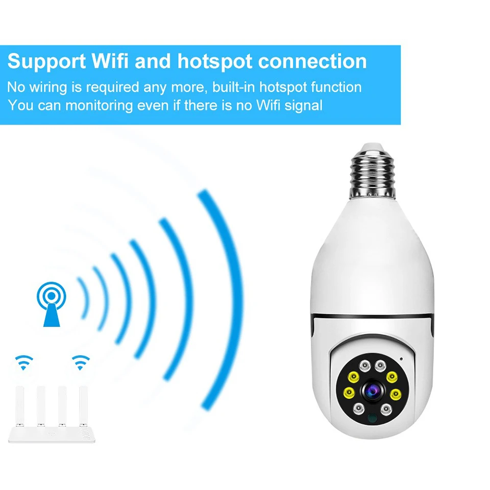 3-мегапиксельная лампа E27 камера Wi-Fi мини-PTZ HD видеонаблюдение Ycc365 Alexa Onvif домашняя