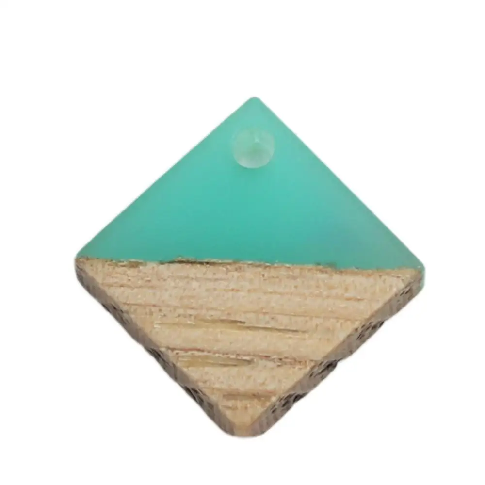 

10 PCs Fashion Wooden Series Pendant Wood Effect Resin Charms Square Colorful Jewelry Accessories DIY Findings Friends Gifts