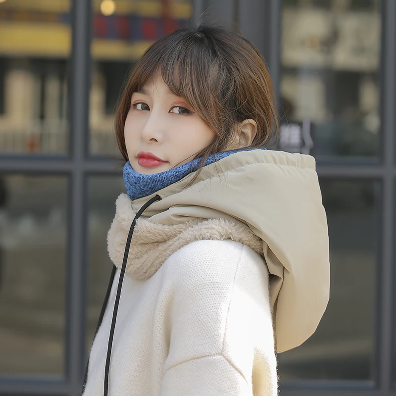 

BELIARST Windproof and Cold-Proof Hood With Mask, Warm and Thickened Bib, Face Protection Hat, Autumn and Winter Women
