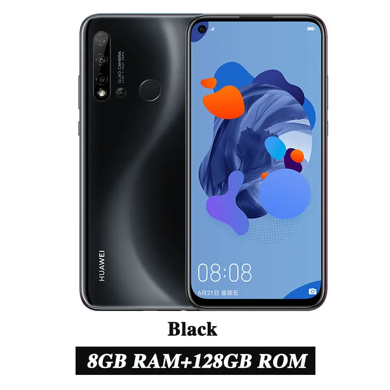 8G 128G Black huawei Nova 5i, 6 ГБ, 128 ГБ, мобильный телефон Kirin 710, четыре ядра, 6,4 дюймов, Android 9,0, отпечаток пальца, 24 МП, фронтальная камера, GPU, Turbo 3,0 - Цвет: 8G 128G Black