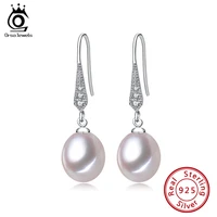 orsa jewels 100 real freshwater pearl earrings dangle drop sterling silver earrings 9mm cultured pearl jewelry for women gpe01