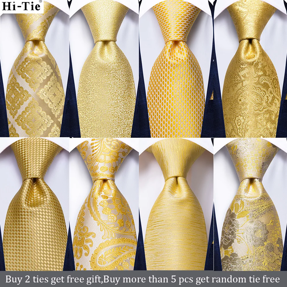Галстук Hi-Tie 8 5 см роскошный Желтый Клетчатый Пейсли 100% шелк свадебный галстук для