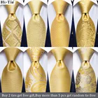 Галстук Hi-Tie 8,5 см, роскошный Желтый Клетчатый Пейсли, 100% шелк, свадебный галстук для мужчин, модный галстук Gravatas, Мужской подарочный деловой галстук для вечеринки