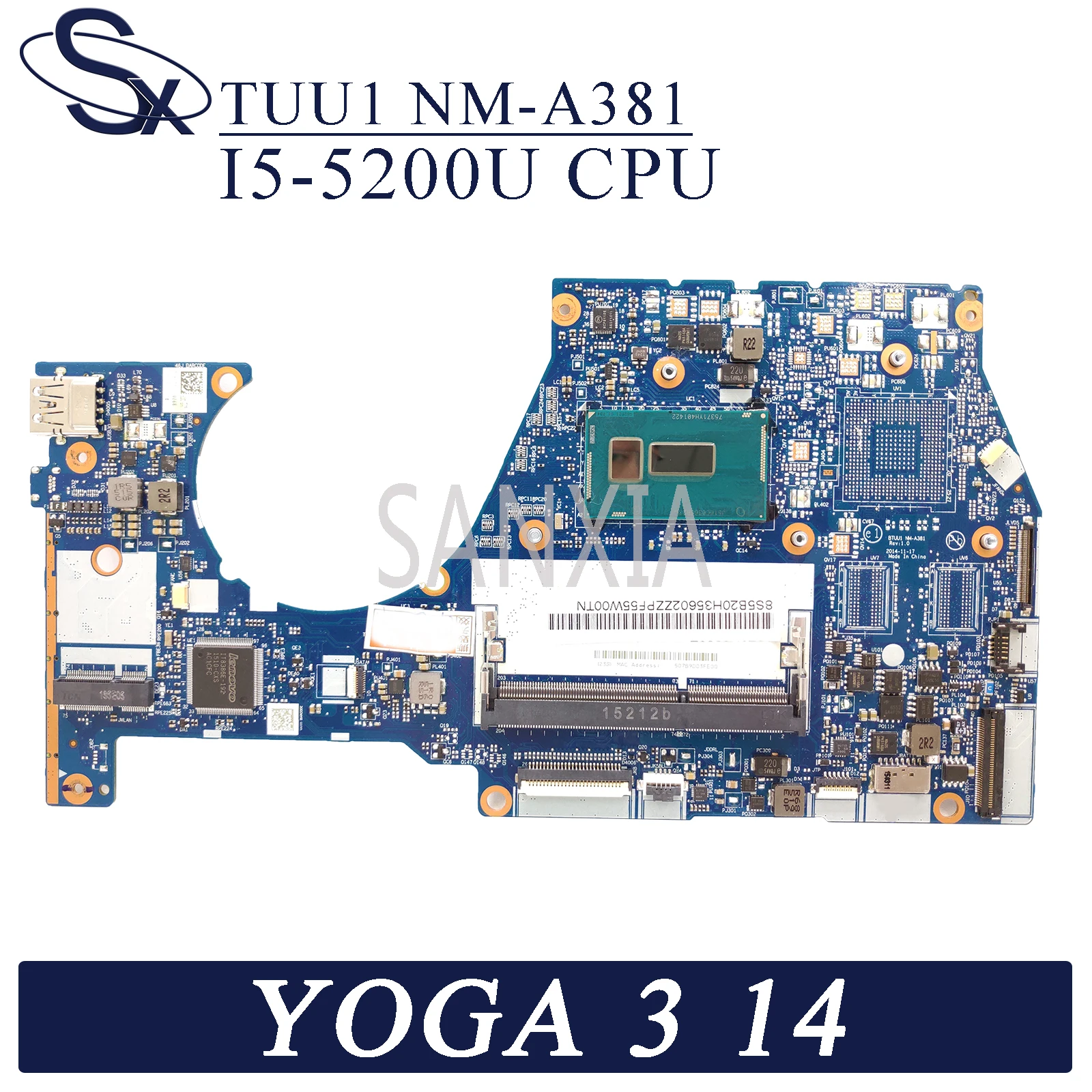 Материнская плата KEFU NM A381 для ноутбука Lenovo YOGA 3 14 оригинальная материнская I5 5200U