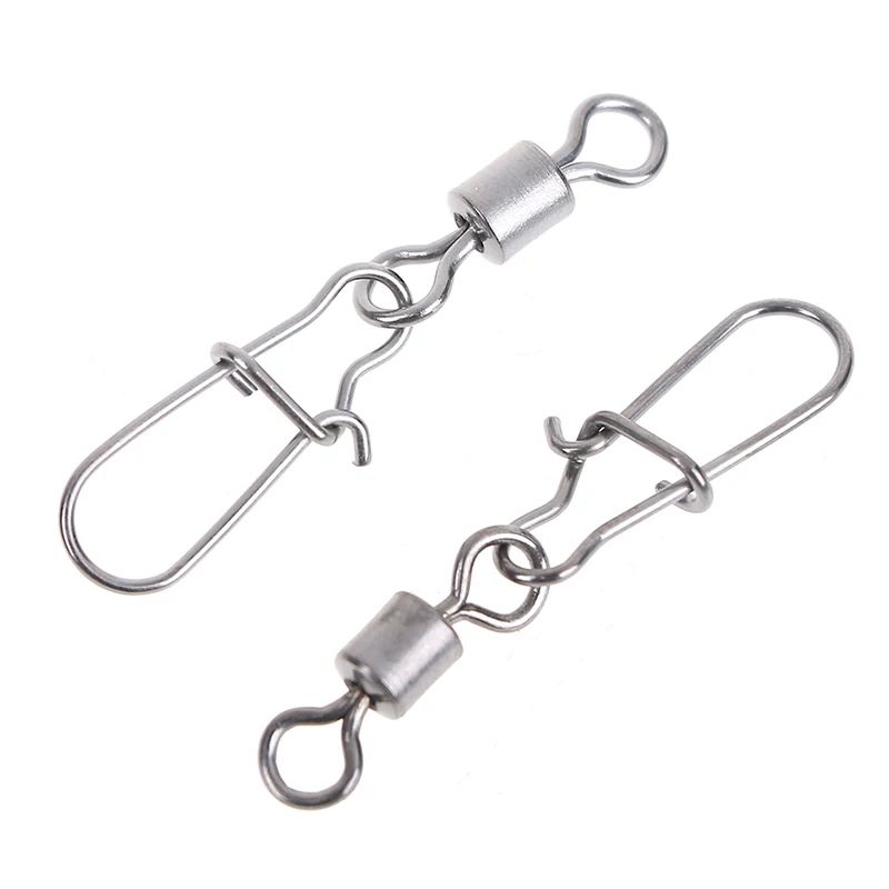 

200pcs/lot Sea Rock Fishing Swivels Snaps Tackle Stainless Rolling Swivel With Nice Snap Hooks Lure Connector