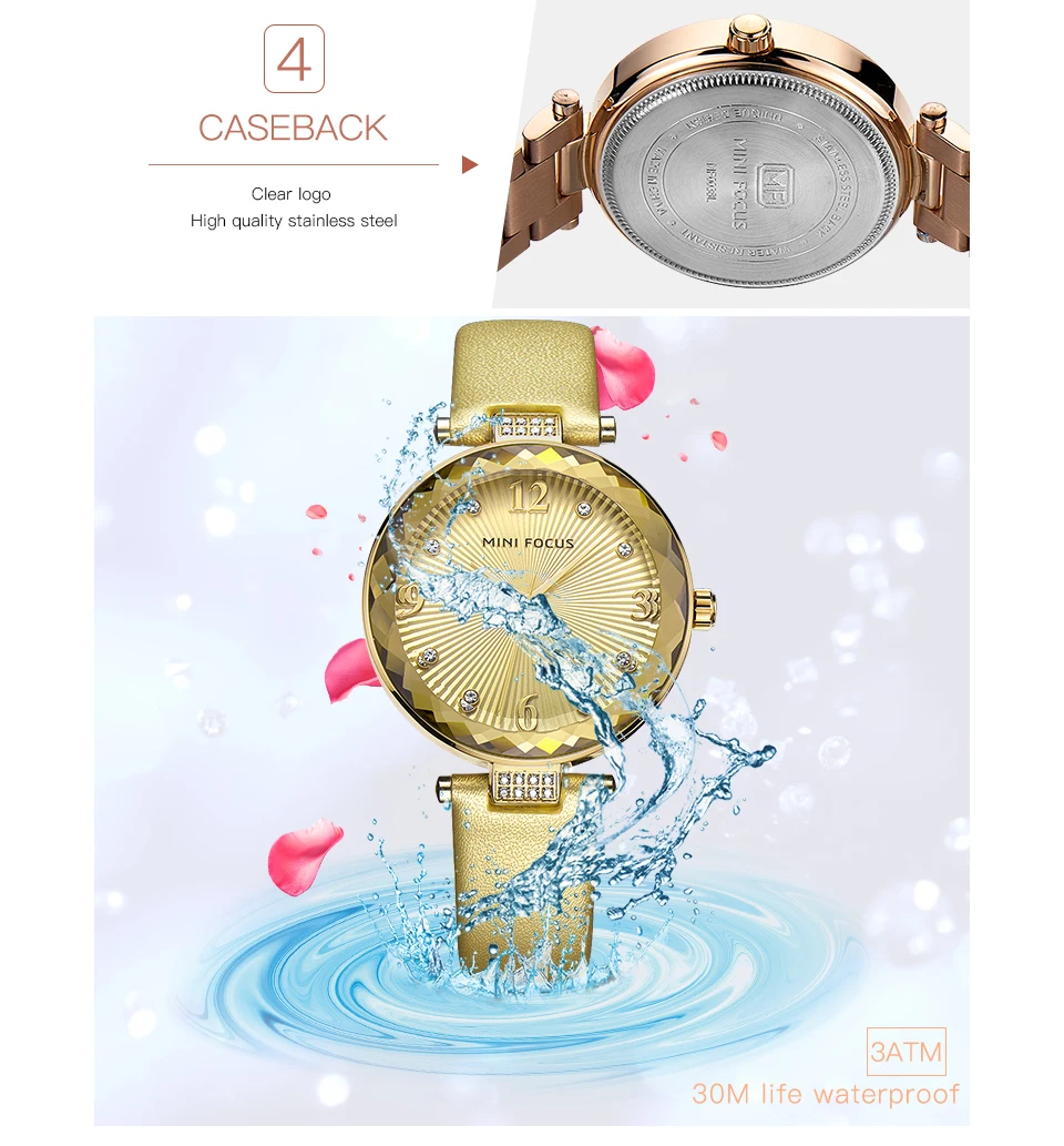 Часы наручные MINI FOCUS женские кварцевые брендовые Роскошные Аналоговые модные