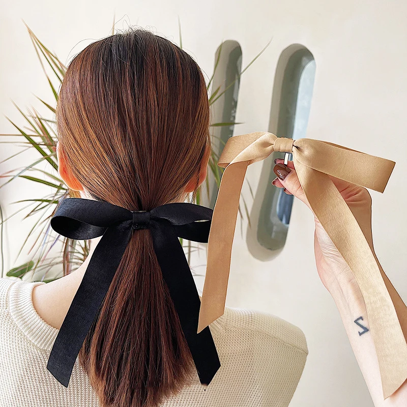 

Женская заколка для волос AWAYTR, однотонная атласная Заколка-пряжка с бантом в Корейском стиле, аксессуар для волос