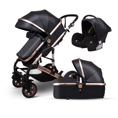 3 в 1, дорожная система, детская коляска, highlandscape, складная коляска на четырех колесах, детская люлька, корзина, коляска, детская коляска - Цвет: black(new version)