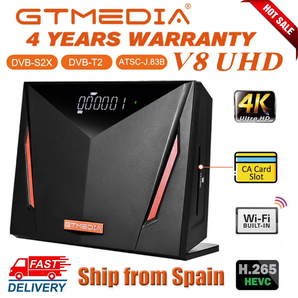 Спутниковый ресивер 4K Gtmedia V8 UHD DVB S2 встроенный Wi-Fi поддержка H.265 - Цена: 11544.27