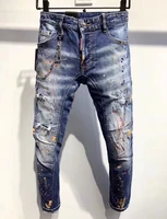 2021 fashion trend dsquared2 ripped paint dot mens motorcycle jeans a352