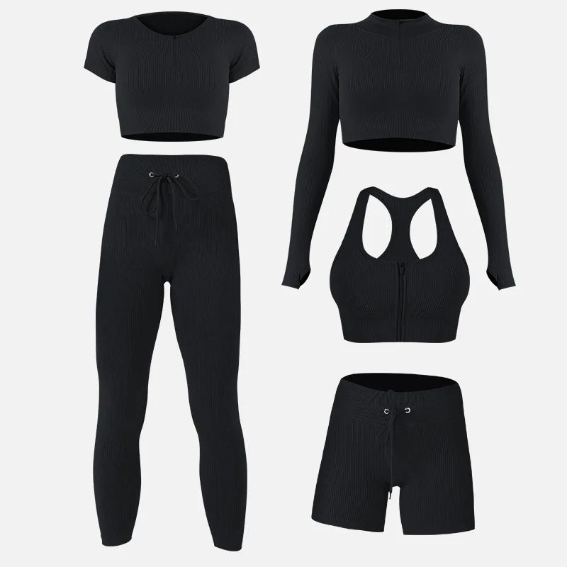 1-5 Pcs Women's tracksuit Seamless Yoga Set Workout Sportswear Gym Clothing Drawstring High Waist Leggings Fitness Sports Suits