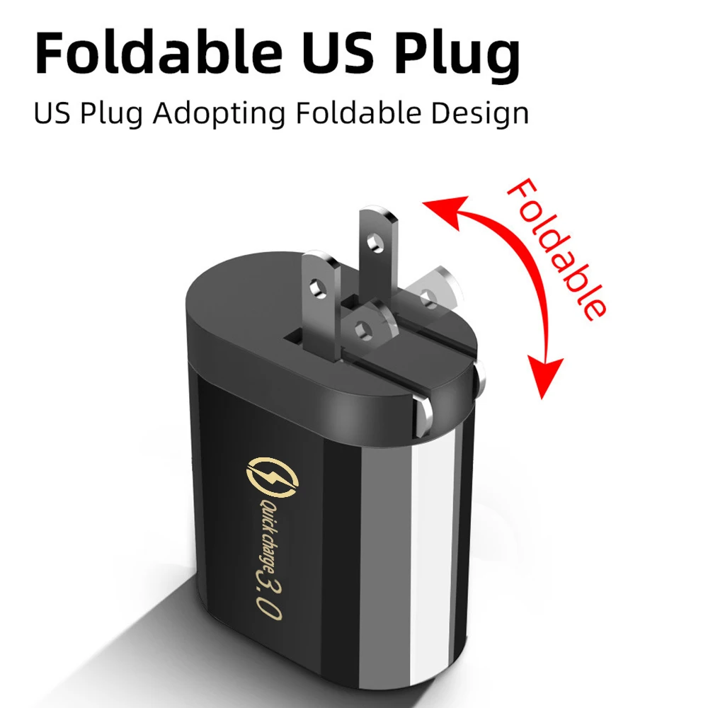 Зарядное устройство USB для телефона с разъемом EU/US, быстрое зарядное устройство, быстрая зарядка QC 3,0, 5 В/3 А, для Apple, samsung, huawei, Xiaomi, iphone 6, 7, 8 X, зарядное устройство для телефона