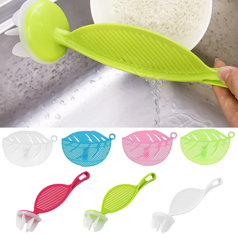 

Kitchen multifunctional leaf shaped rice washing drainage board fruit and vegetable noodles plastic filter baffle rice washing