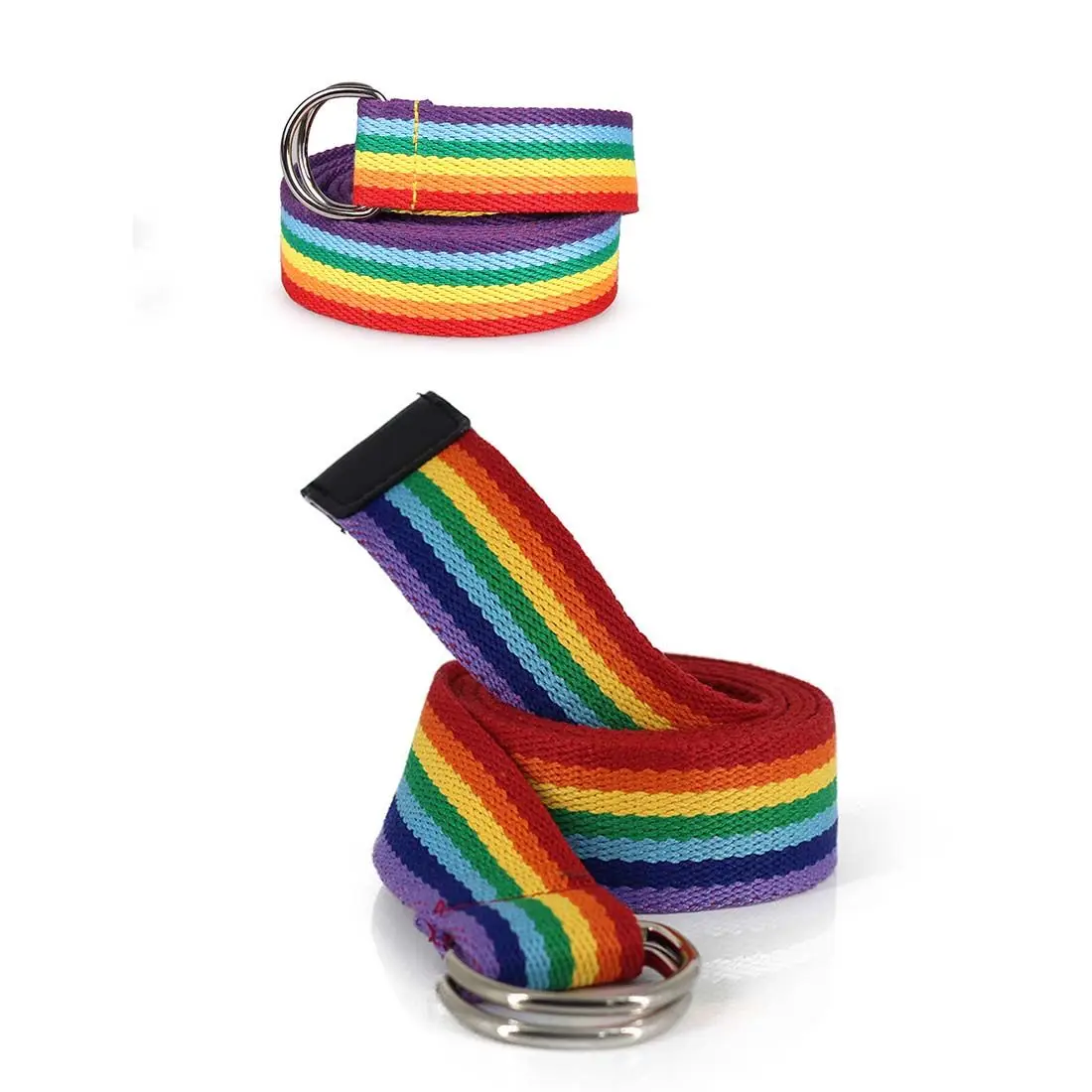 Belts Ultra Long Waistband Decorative Belt Rainbow Ribbon Parent-child Belt Double Ring D-shaped Buckle Casual Wild