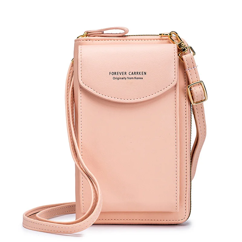 

Women Shoulder Bag Mini Mobile Phone Bag PU Luxury Messenger Bag Handbag Pure Color Wallet